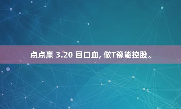 点点赢 3.20 回口血, 做T豫能控股。